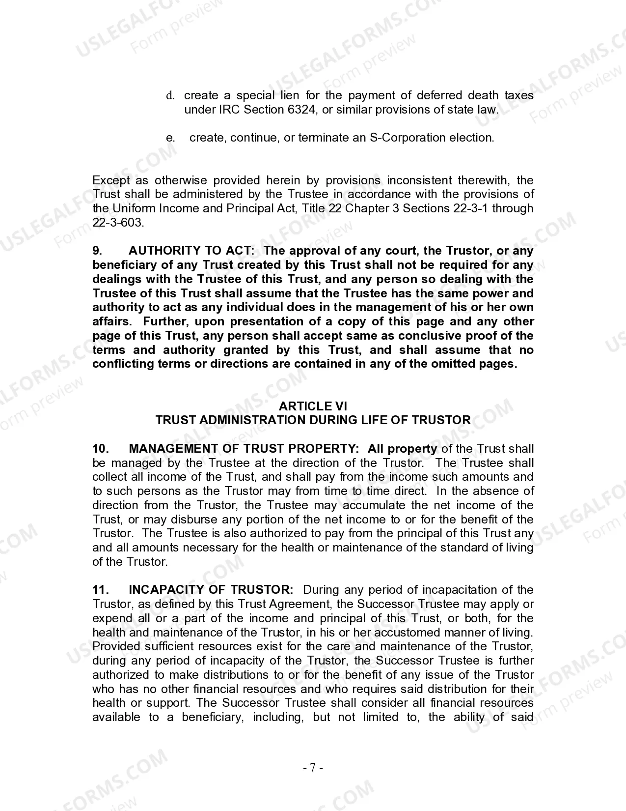 Preview Living Trust for Husband and Wife with One Child