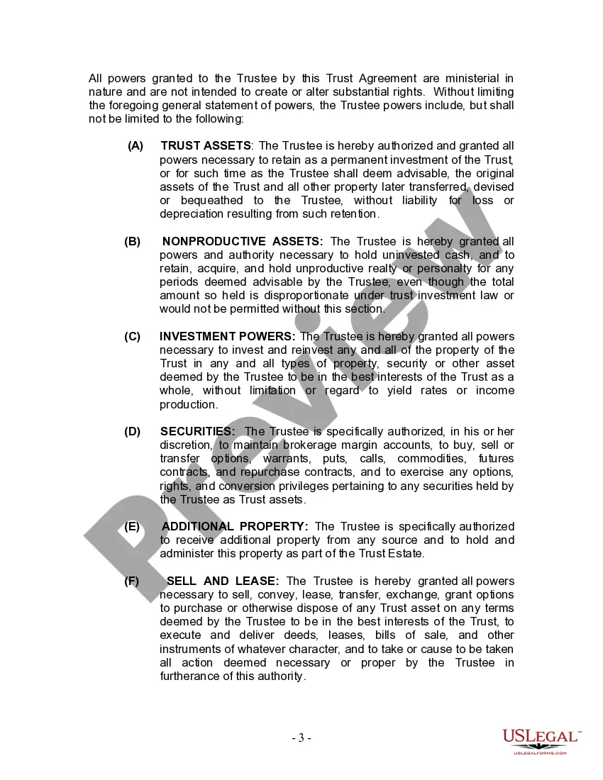 Preview Living Trust for Husband and Wife with Minor and or Adult Children