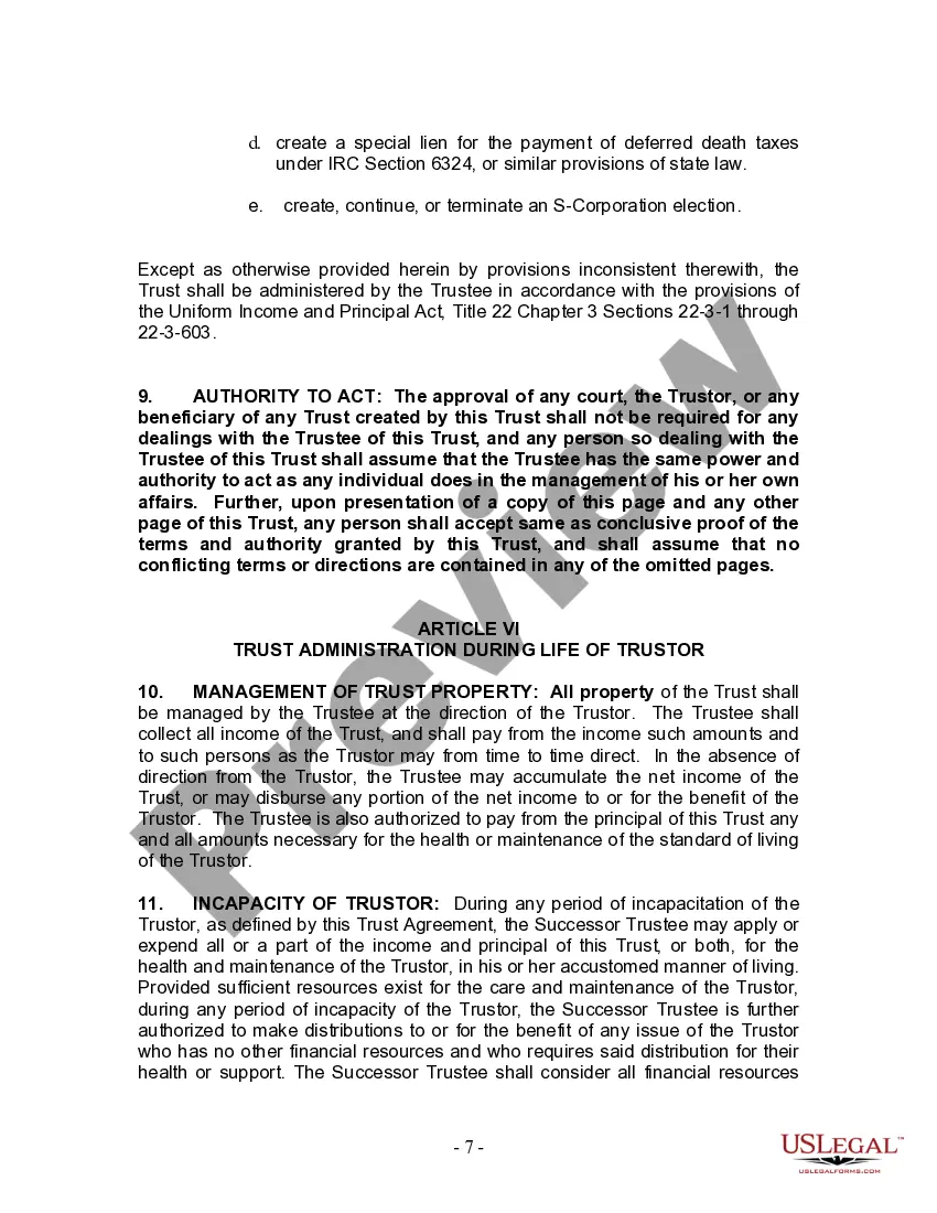 Preview Living Trust for Husband and Wife with Minor and or Adult Children