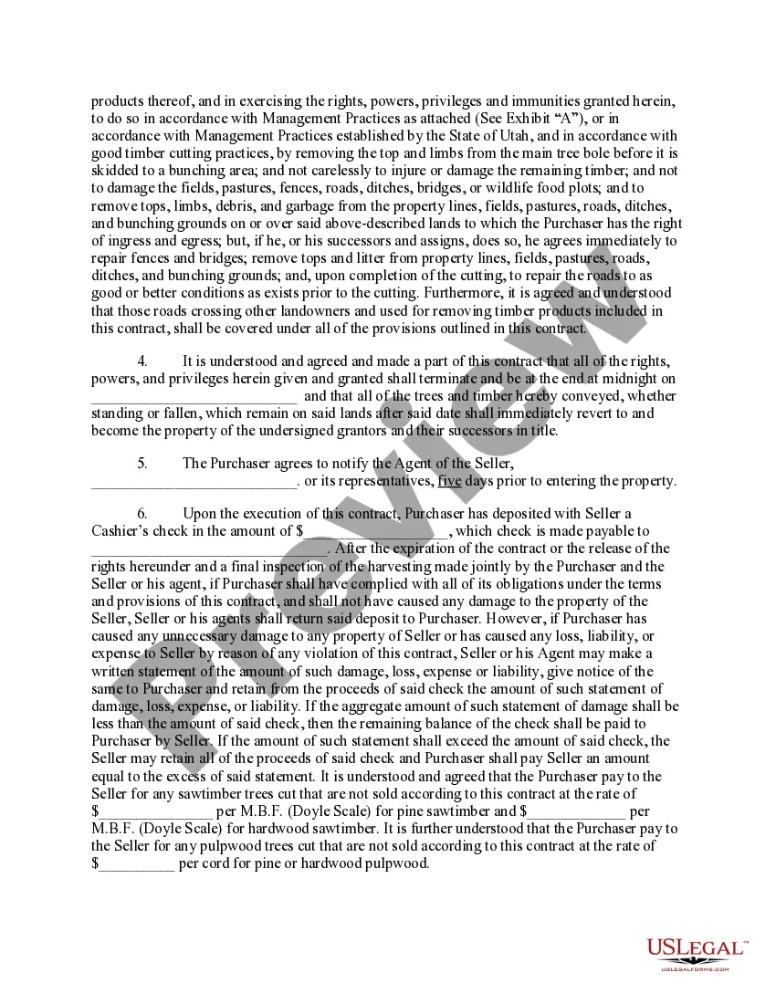 Preview Utah Timber Sale Contract