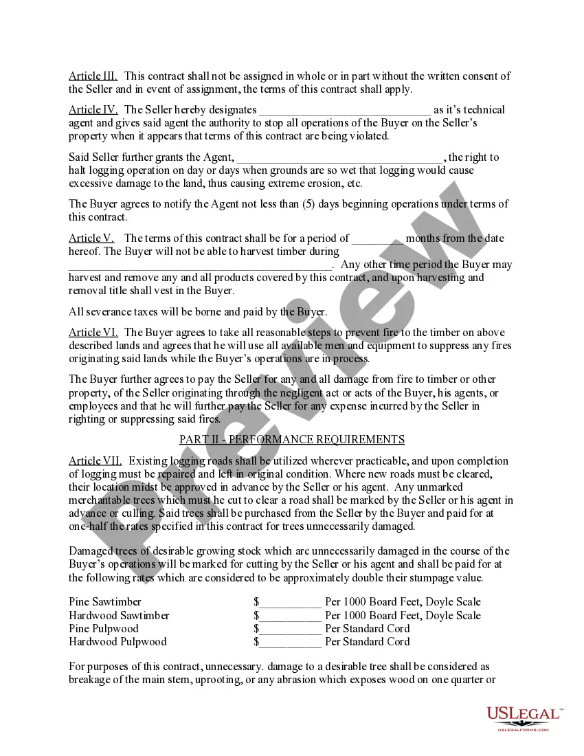 Preview Utah Forest Products Timber Sale Contract