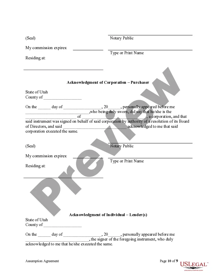 Preview Assumption Agreement of Deed of Trust and Release of Original Mortgagors