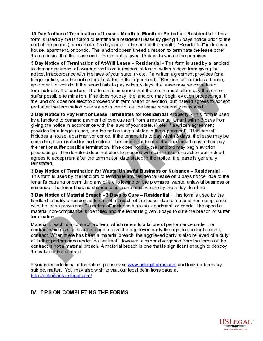 Preview Utah Landlord Notices for Eviction / Unlawful Detainer Forms Package