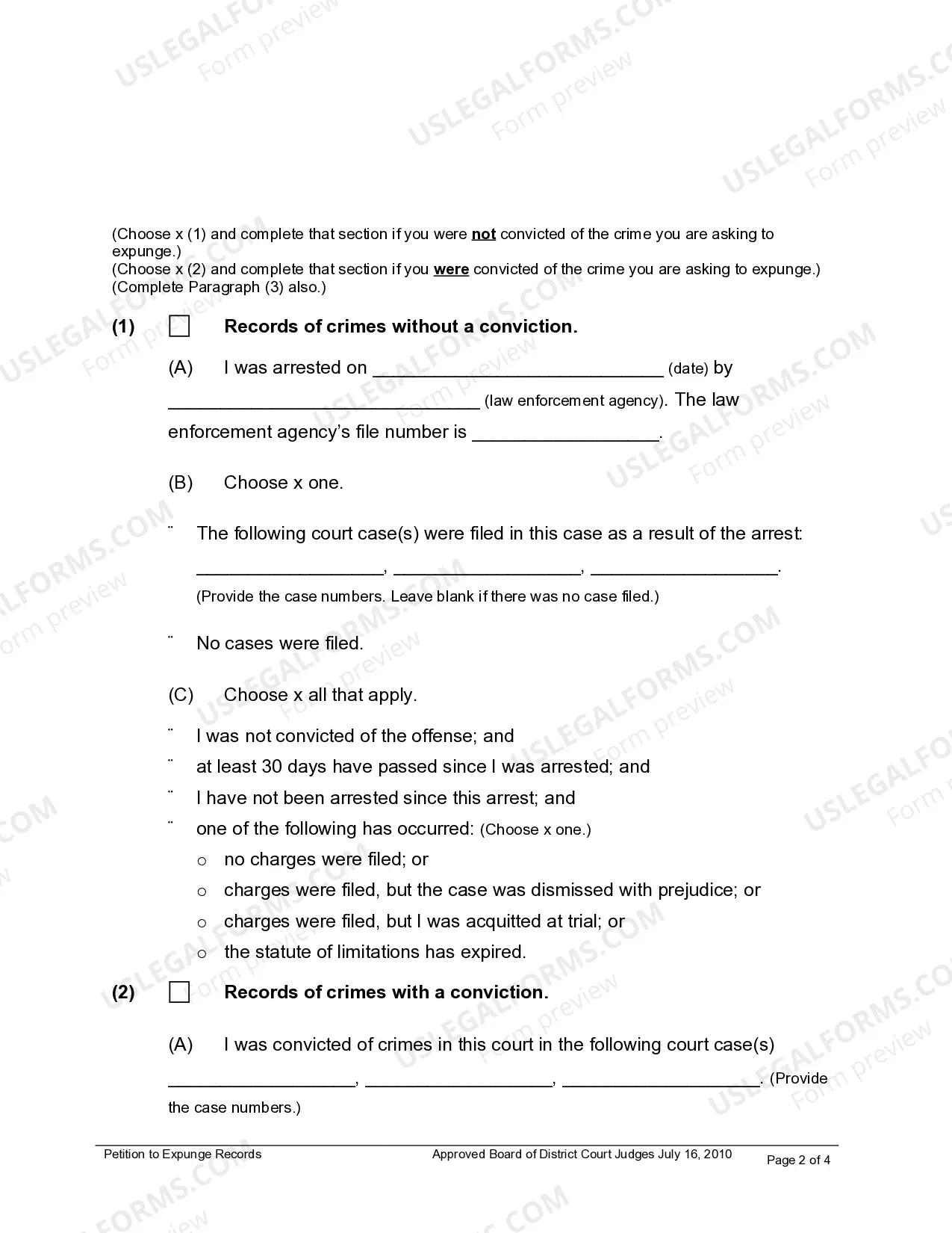 Preview Petition to Expunge Records