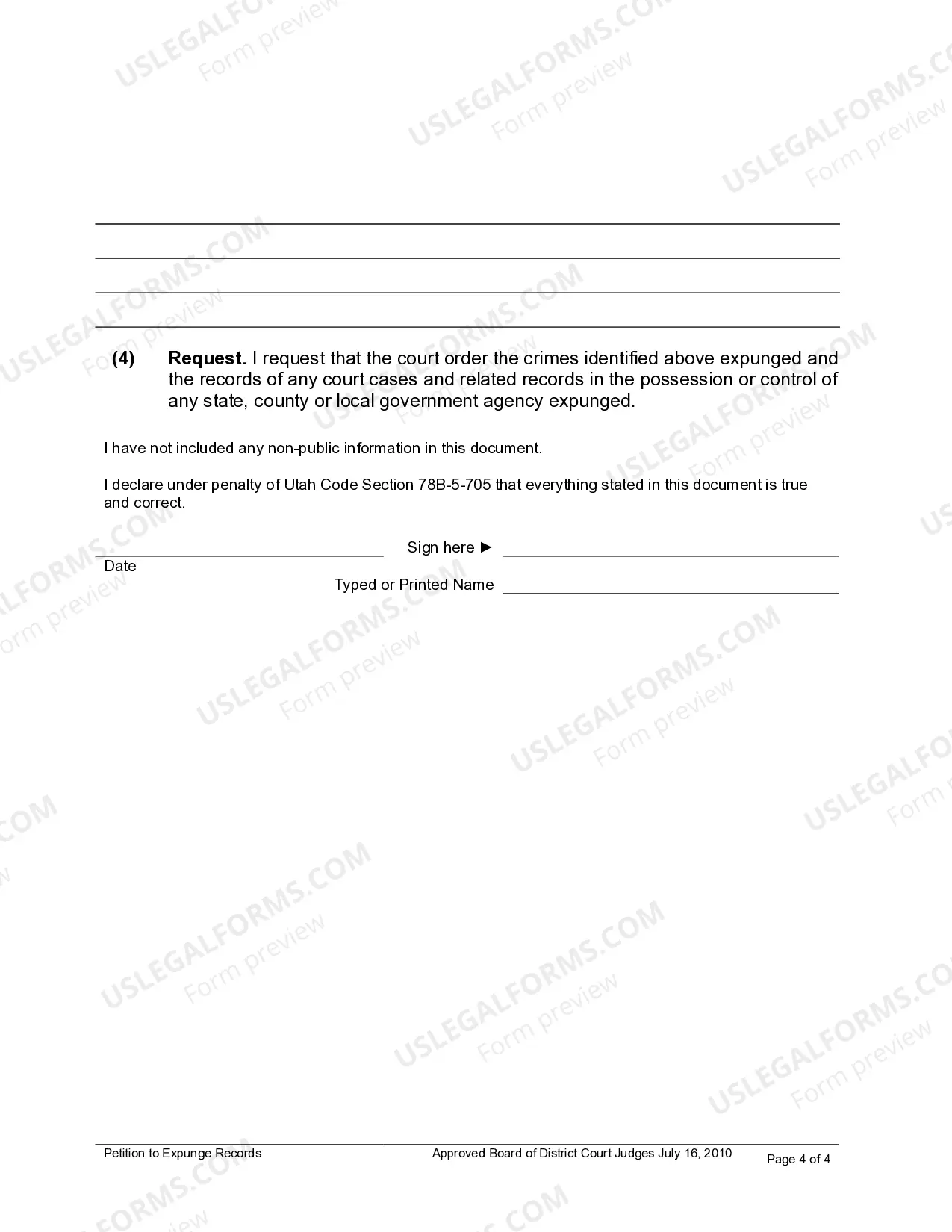 Preview Petition to Expunge Records