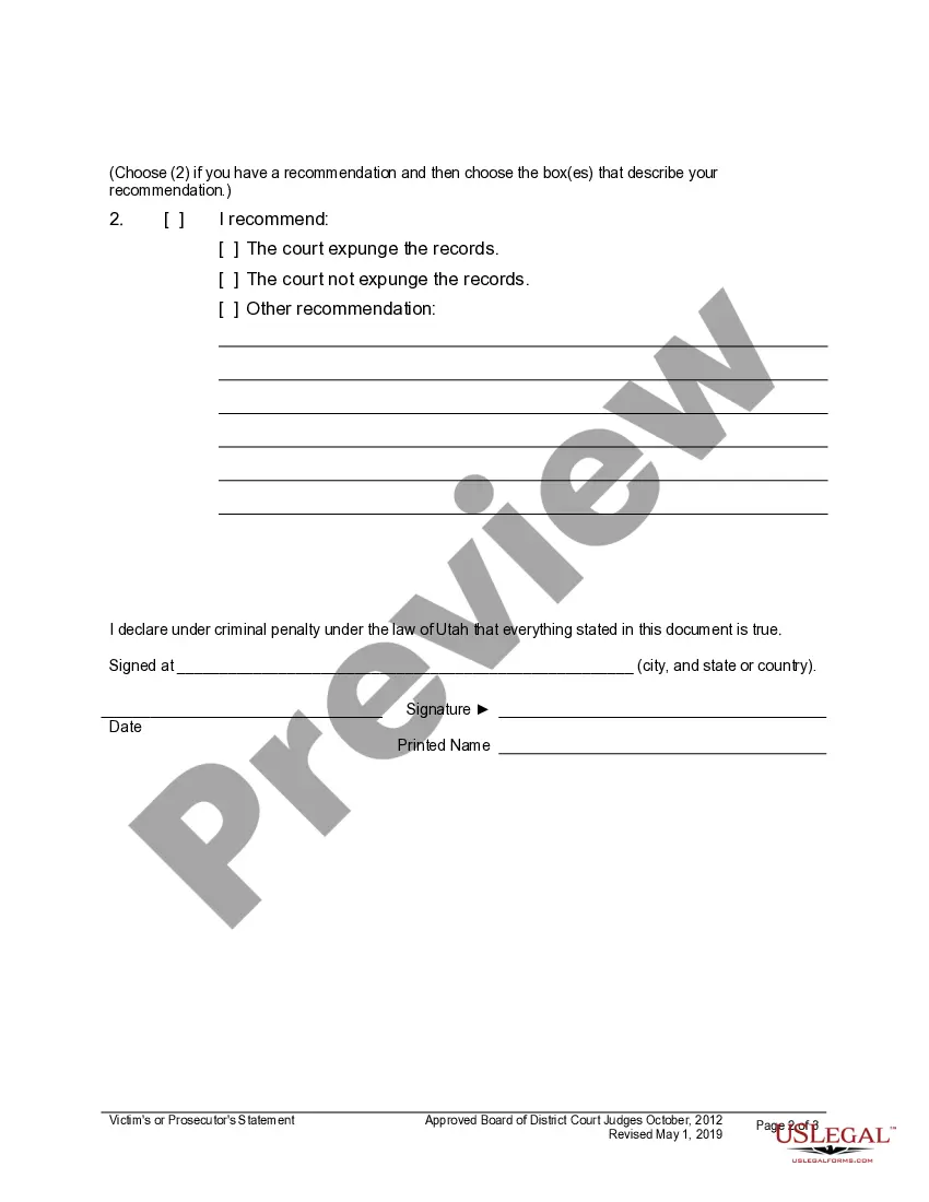 Preview Victim's Statement for Expungement Request