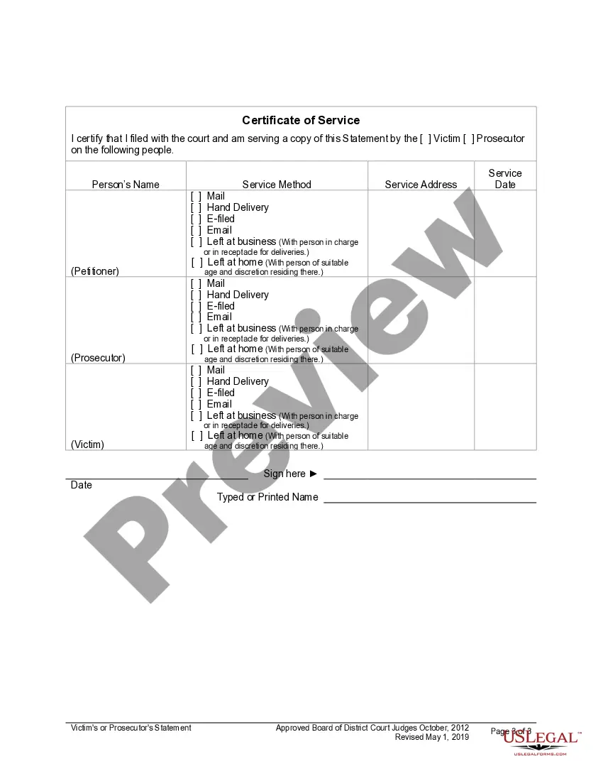 Preview Victim's Statement for Expungement Request