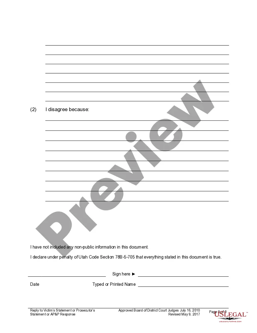 Preview Reply to Victim's or Prosecutor's Statement