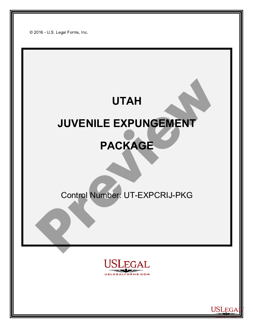 Utah Juvenile Expungement Package Utah Juvenile US Legal Forms