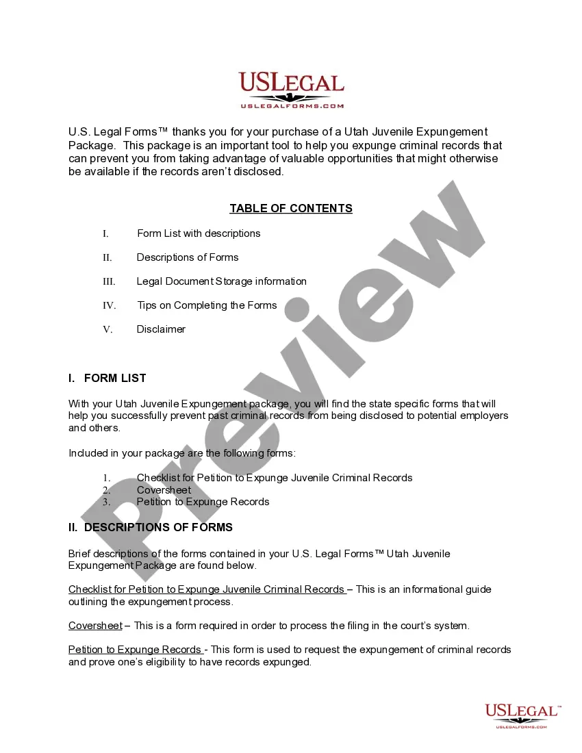 Get Utah Juvenile Expungement Package Preview Utah Juvenile Expungement Package