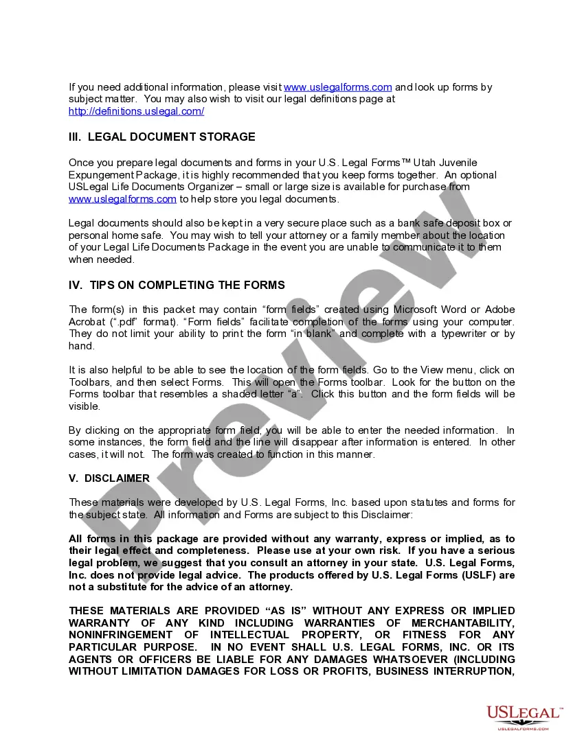 Get Utah Juvenile Expungement Package Preview Utah Juvenile Expungement Package