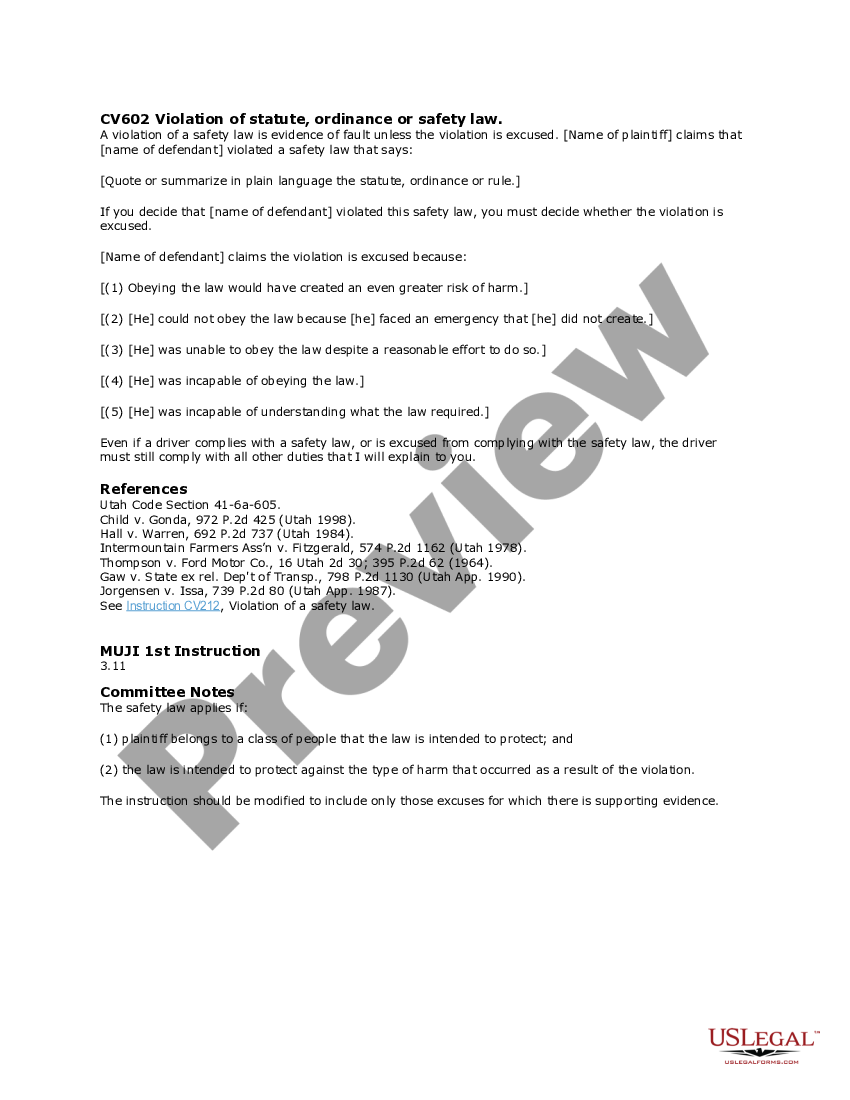 Utah Violation of statute, ordinance or safety law US Legal Forms
