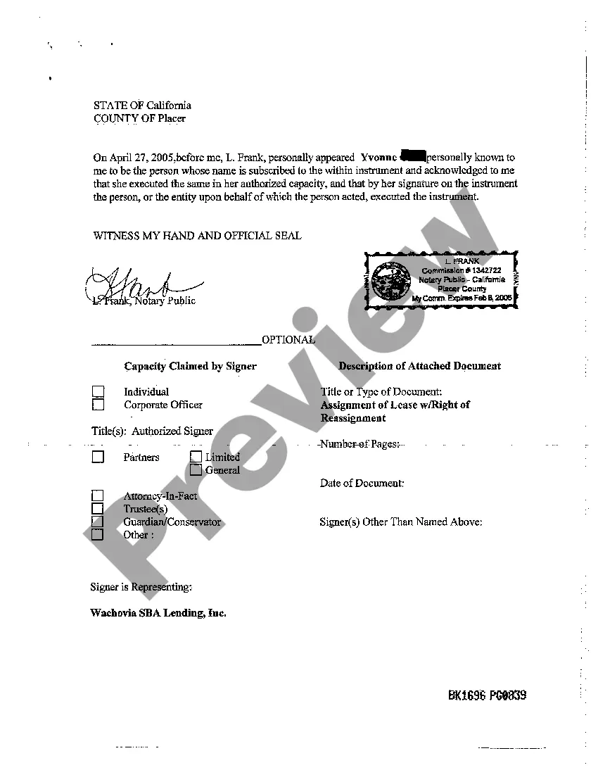 Preview Assignment of Lease with Right of Reassignment