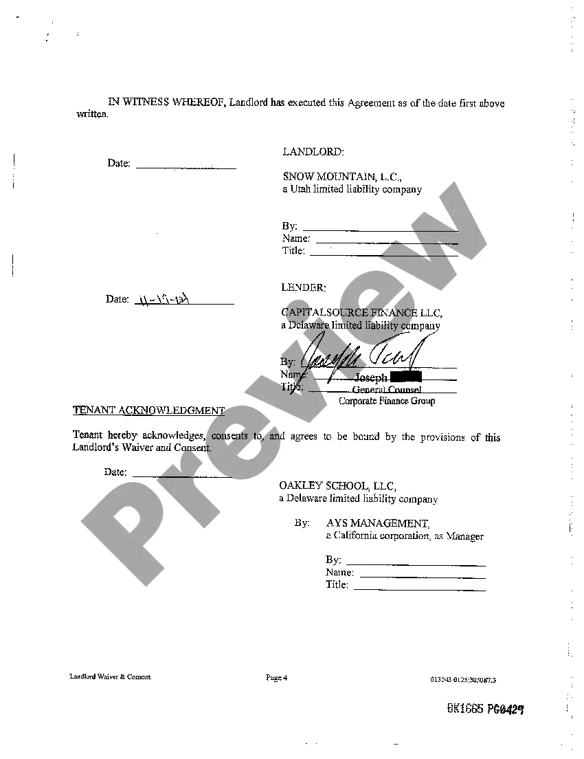 Preview Landlord's Waiver and Consent to Assignment of Leasehold Interest
