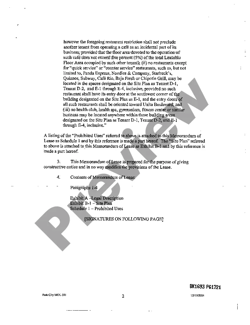 Preview Memorandum of Lease