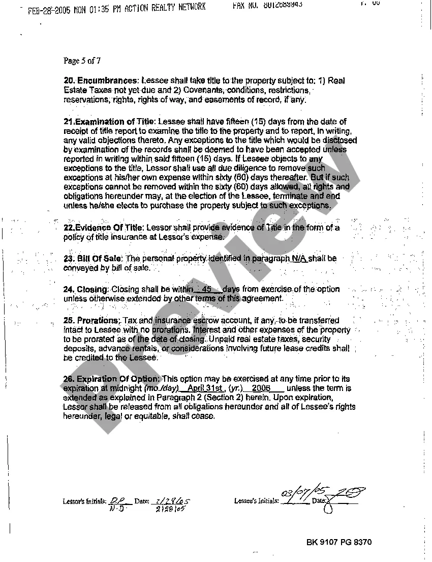 Preview Residential Lease With Option To Purchase - Lease or Rent to Own