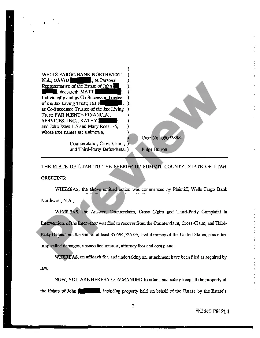 Preview Writ of Attachment