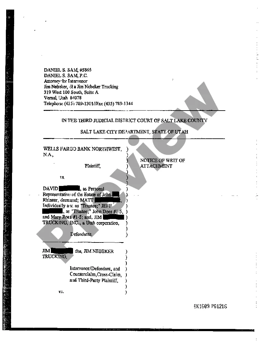 Preview Writ of Attachment