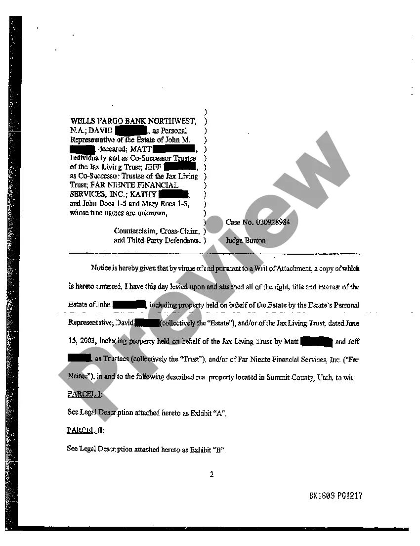 Preview Writ of Attachment