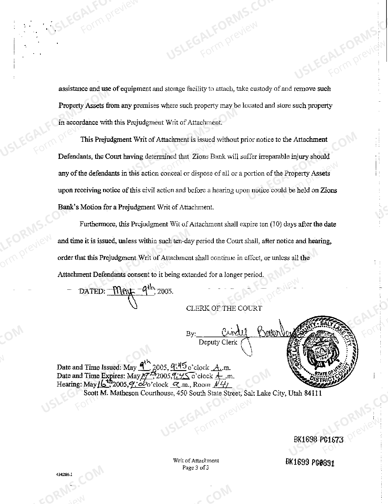 Utah prejudgment writ of attachment without notice us legal forms