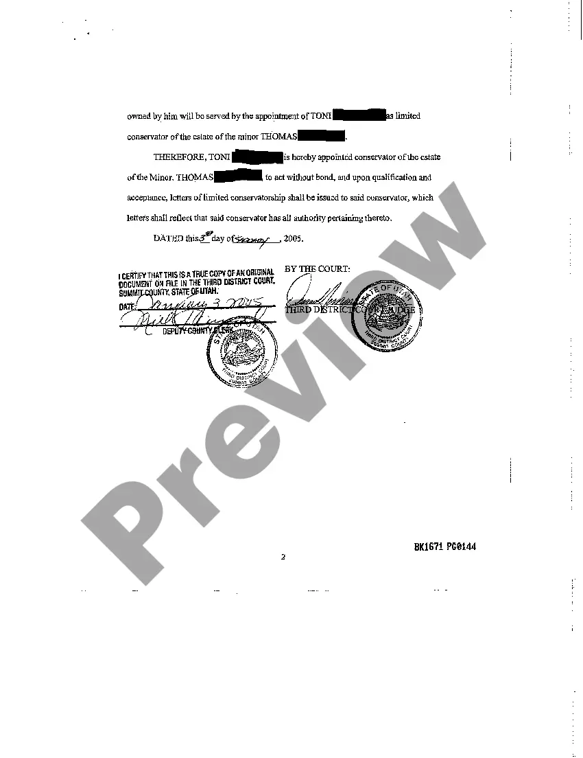 Preview Letters of Limited Conservatorship of Minor