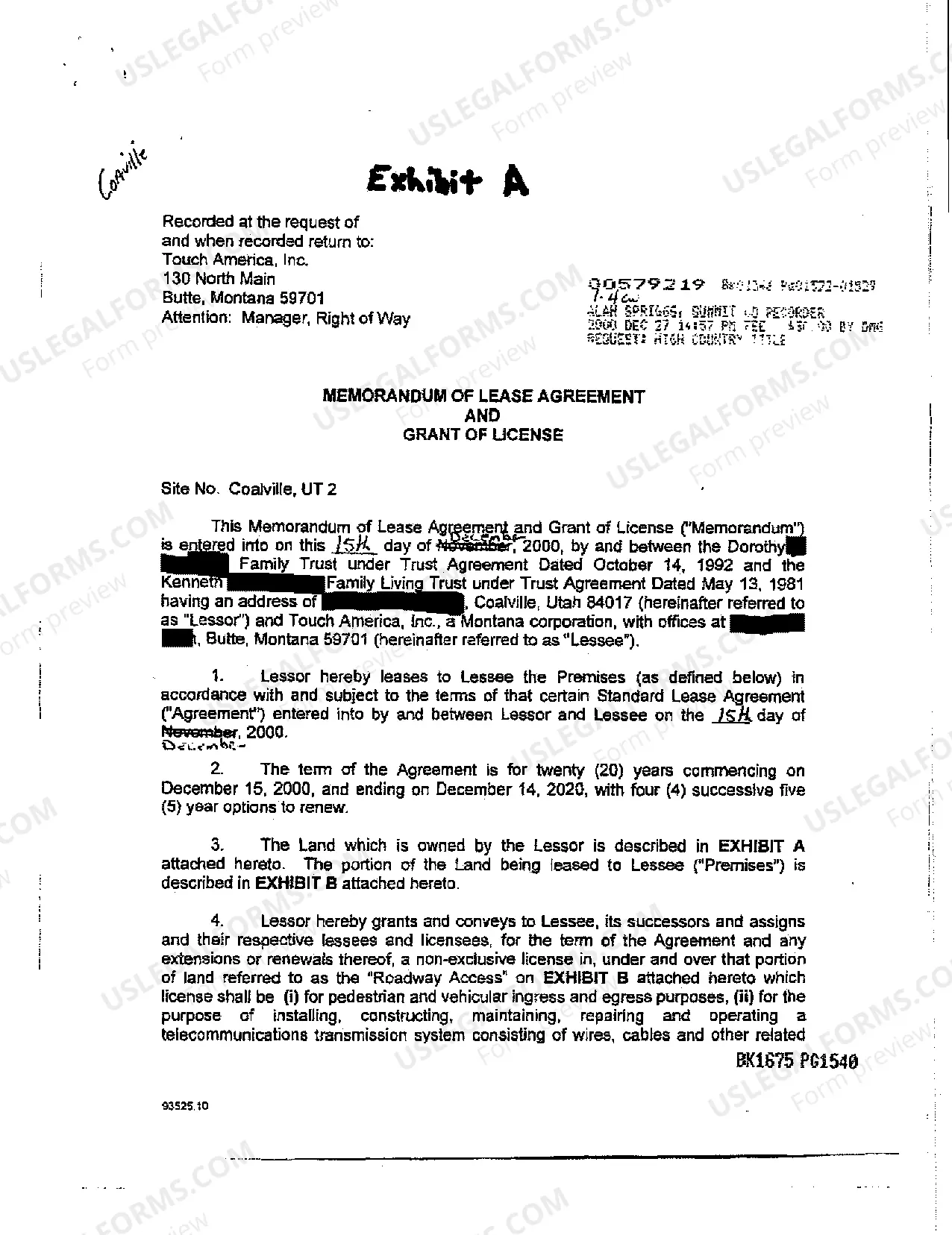 Preview Memorandum of Lease Agreement and Grant of License regarding Bankruptcy