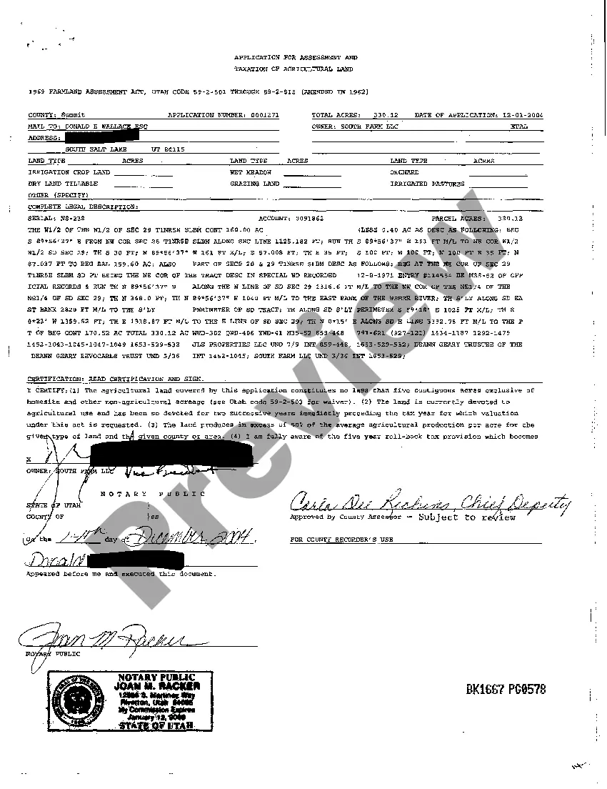 Preview Application for Assessment and Taxation of Agriculture Land