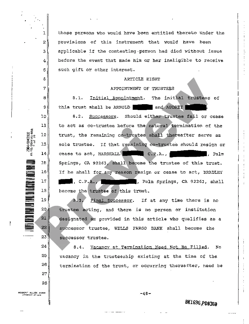 Preview Affidavit - Death of Trustees