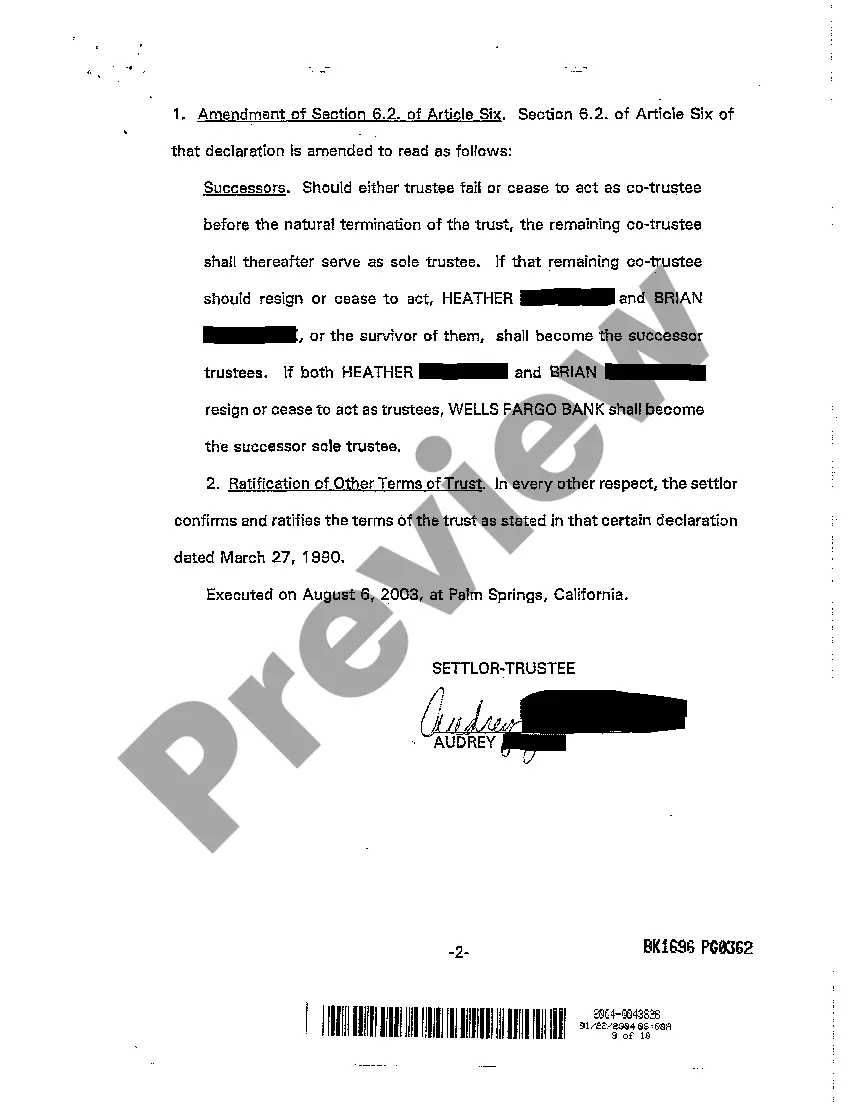 Preview Affidavit - Death of Trustees