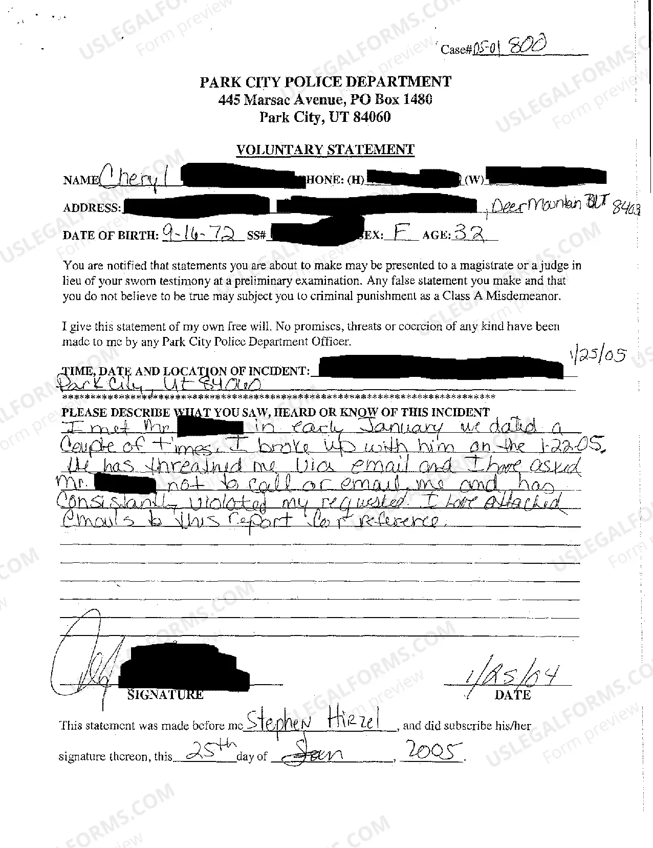 Preview Petition for Civil Stalking Injunction