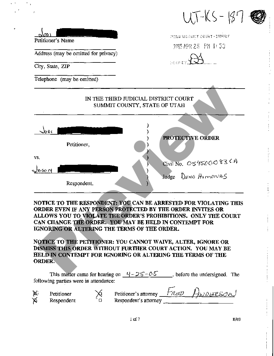 Utah Protective Order - Protective Orders Utah | US Legal Forms