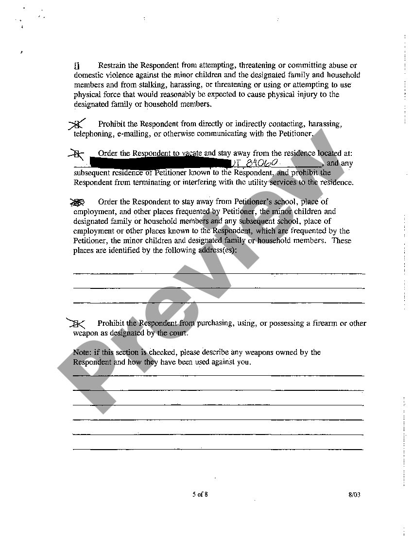 Utah Verified Petition for Protective Order US Legal Forms