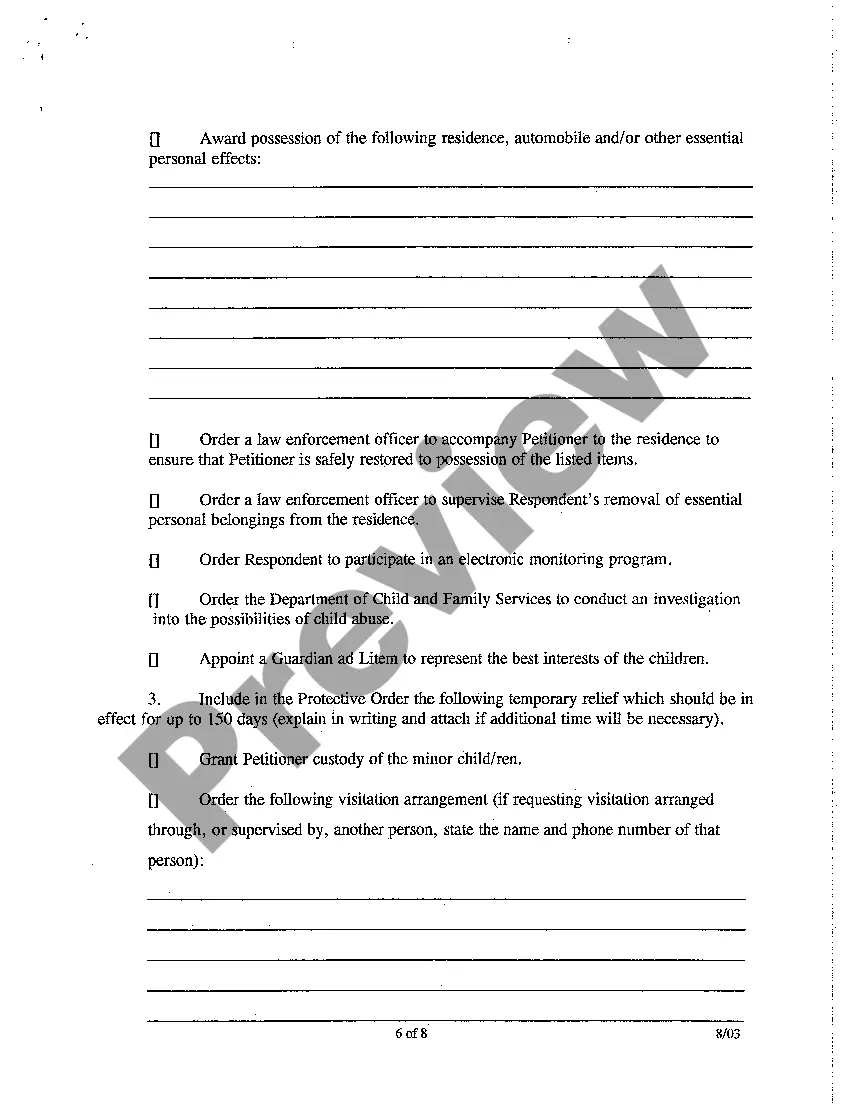 Get Verified Petition for Protective Order Preview Verified Petition for Protective Order