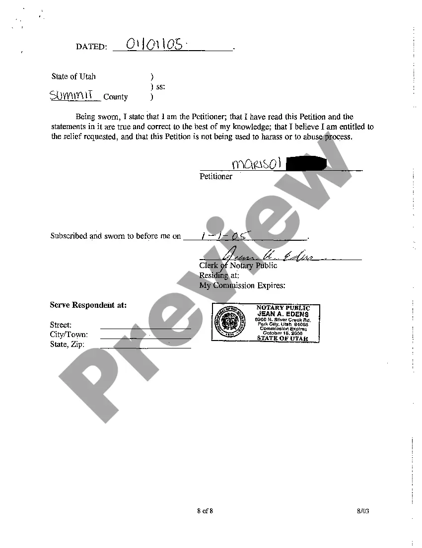 Get Verified Petition for Protective Order Preview Verified Petition for Protective Order