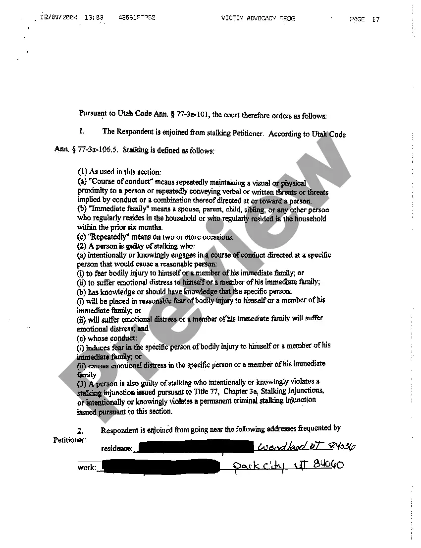 Get A02 Ex Parte Civil Stalking Injunction Preview A02 Ex Parte Civil Stalking Injunction