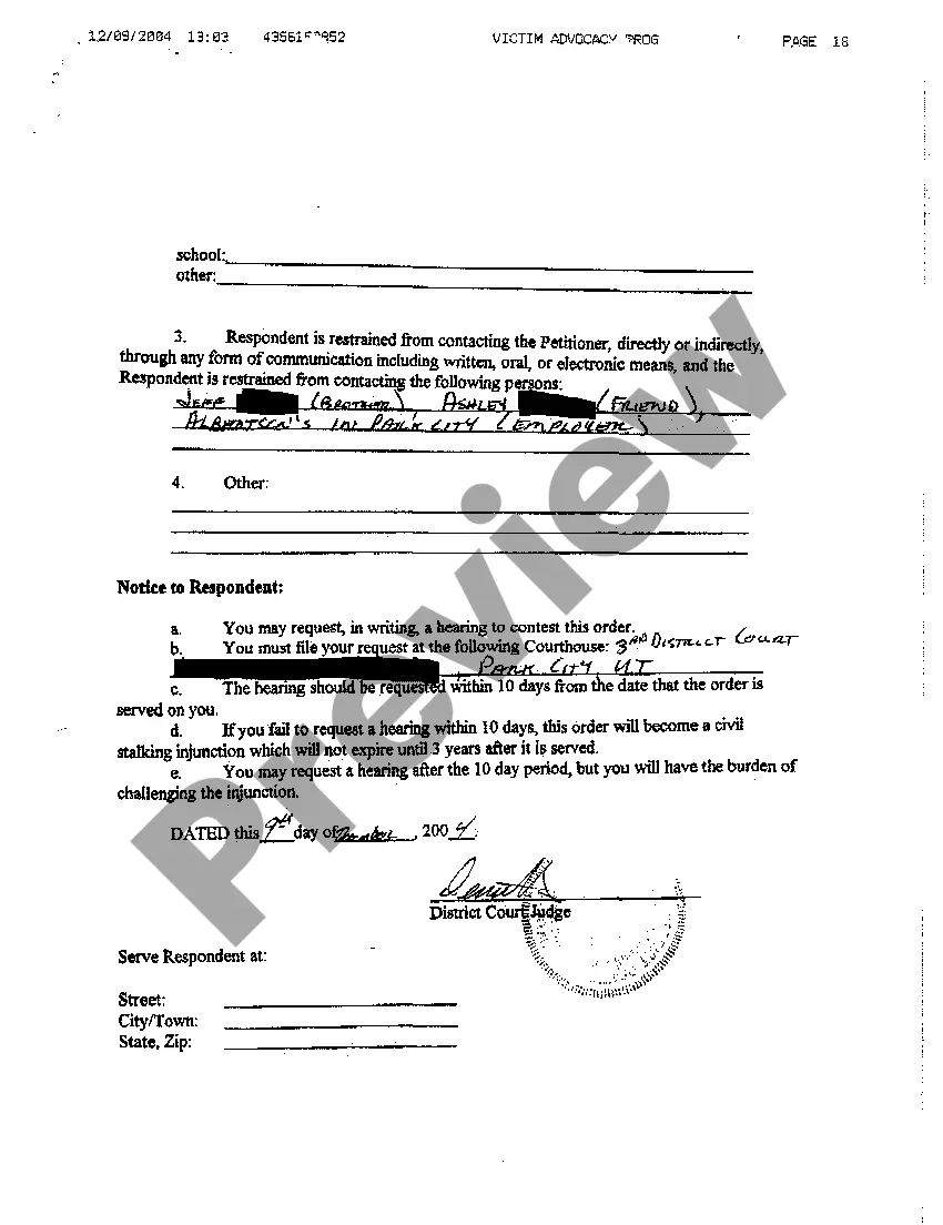 Get A02 Ex Parte Civil Stalking Injunction Preview A02 Ex Parte Civil Stalking Injunction