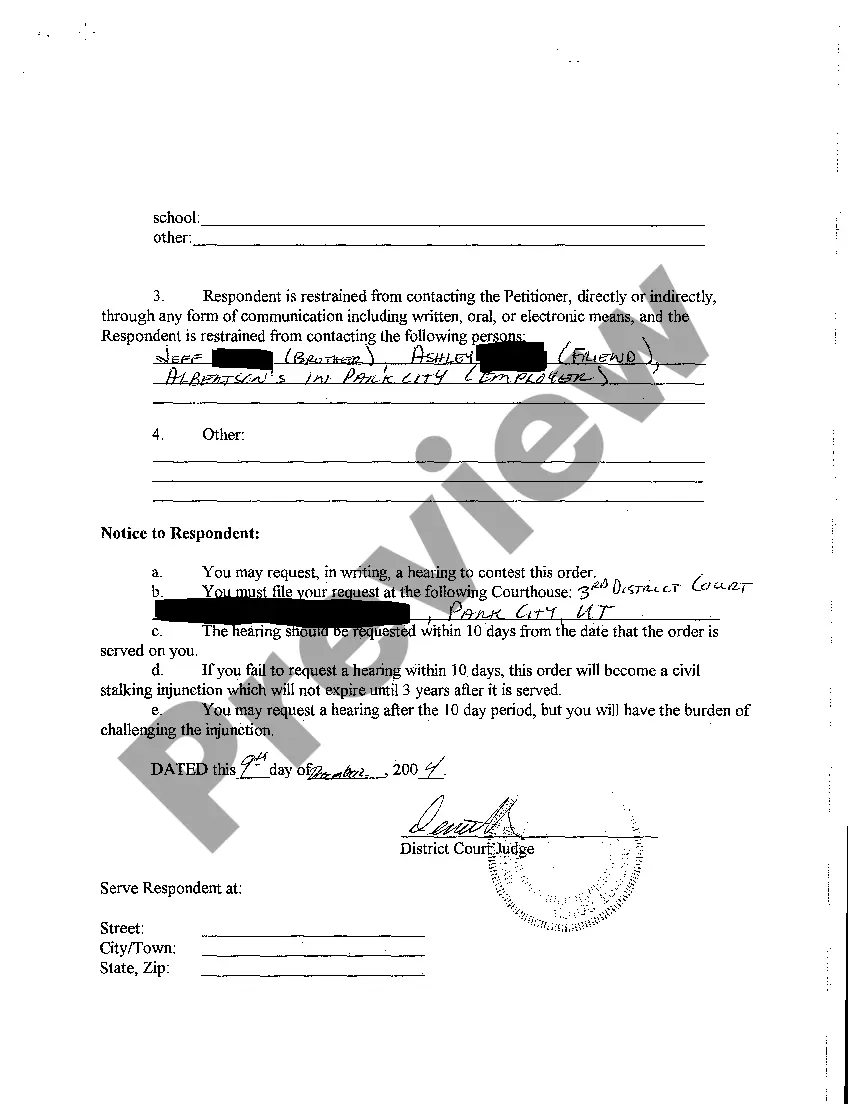 Preview A04 Ex Parte Civil Stalking Injunction