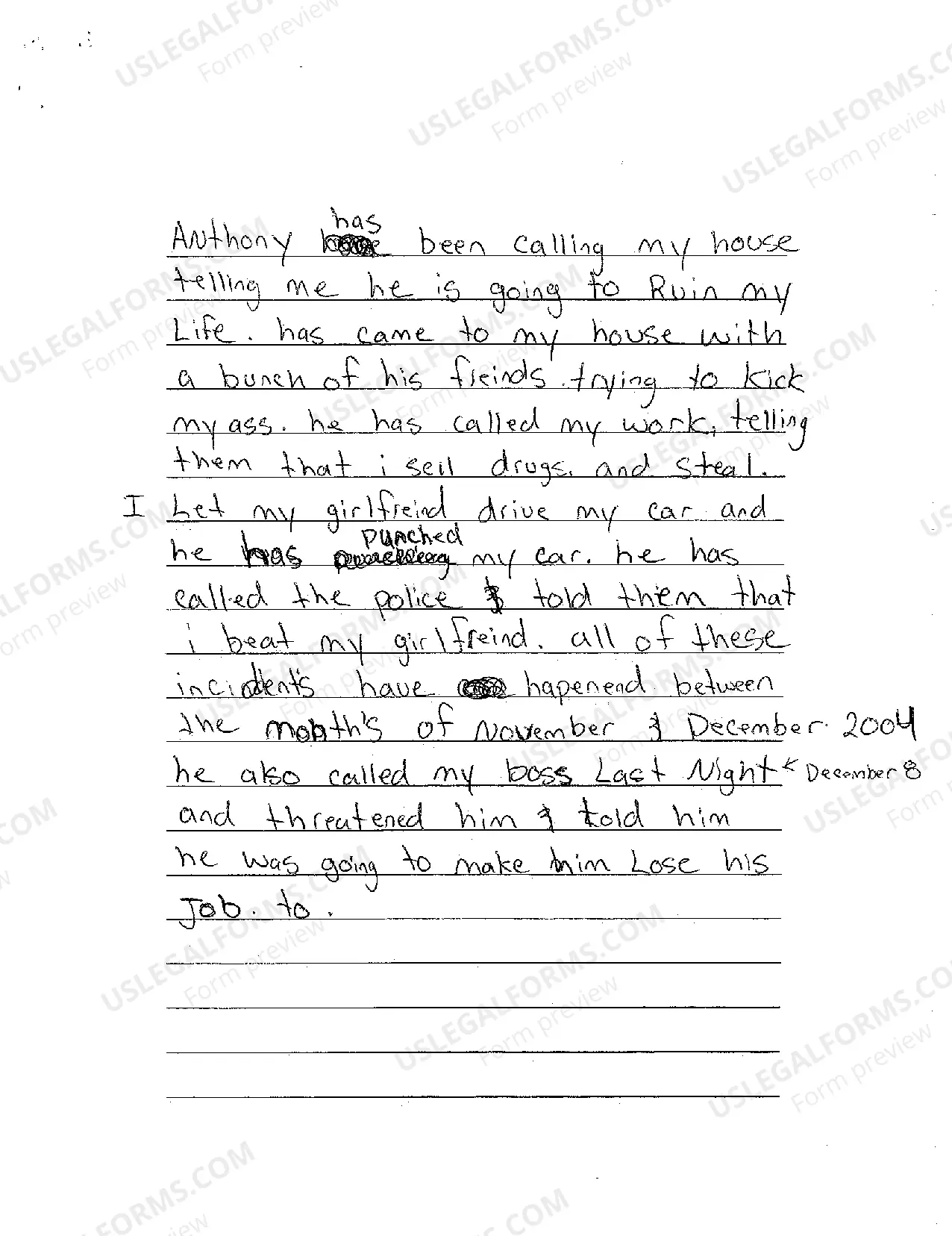 Preview A05 Petition for Civil Stalking Injunction