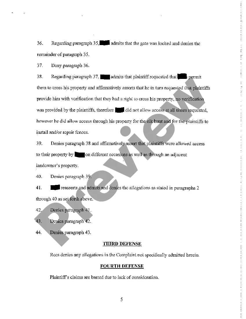 Get A02 Answer to Complaint for Trespassing and to Quiet Title Preview A02 Answer to Complaint for Trespassing and to Quiet Title
