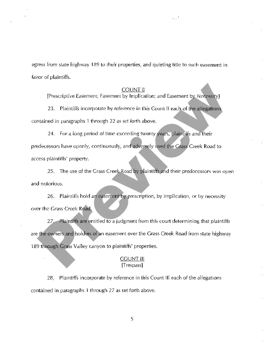 Preview A01 Complaint for Trespassing and to Quiet Title