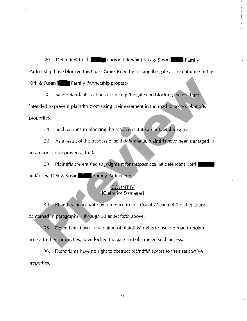 Preview A01 Complaint for Trespassing and to Quiet Title