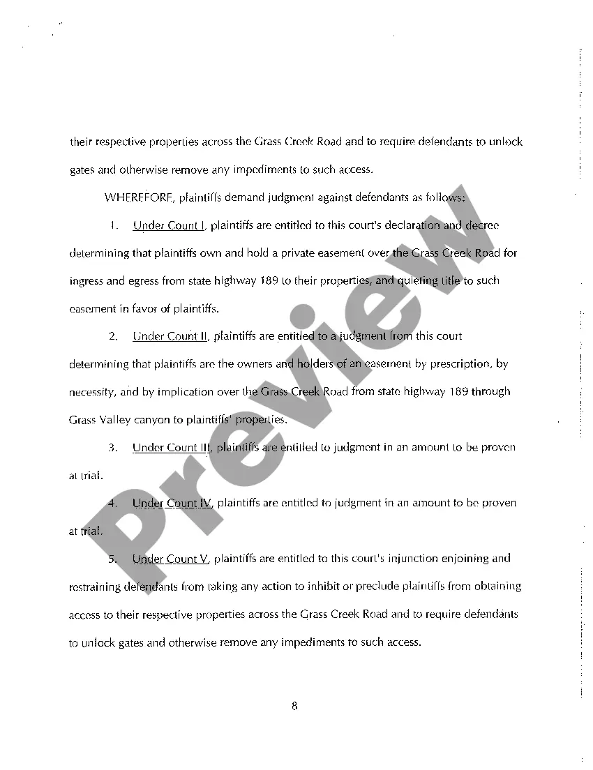 Preview A01 Complaint for Trespassing and to Quiet Title