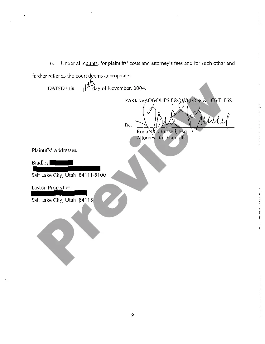 Preview A01 Complaint for Trespassing and to Quiet Title