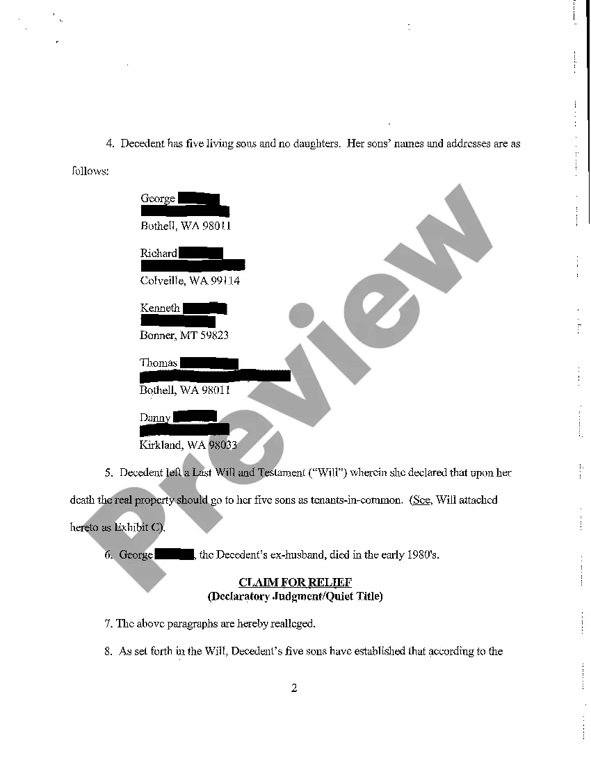 Preview A09 Petition to Declare Quiet Title