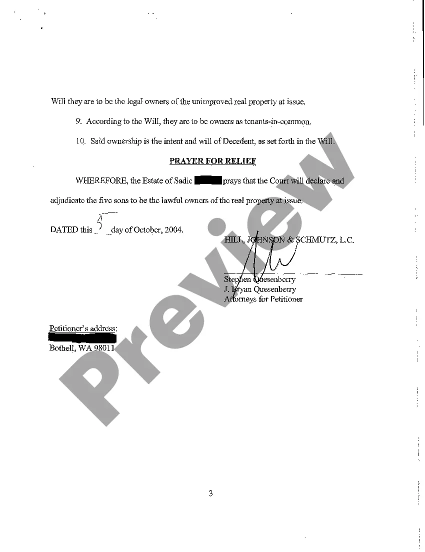 Preview A09 Petition to Declare Quiet Title