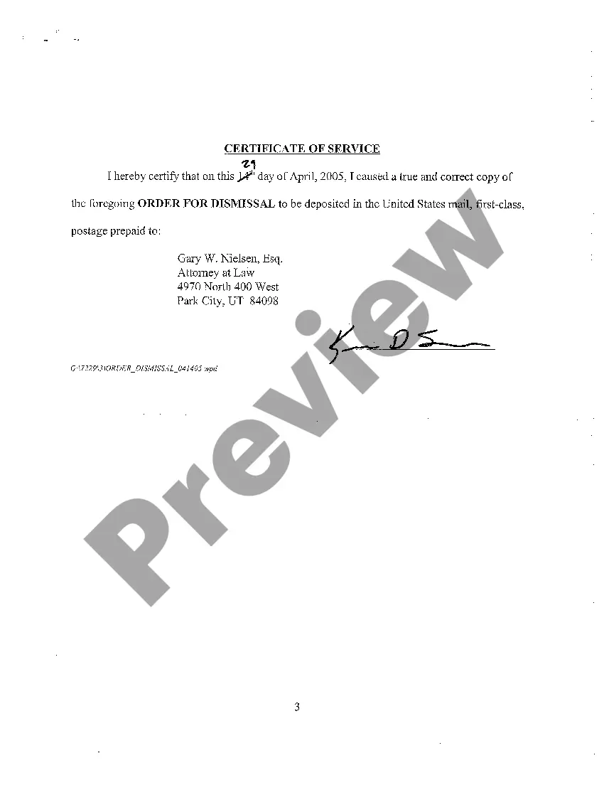 Preview Order of Dismissal