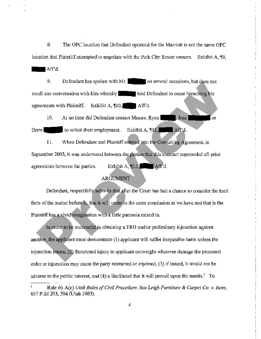 Preview A05 Defendant's Memorandum in Opposition to Plaintiff's Application for Temporary Restraining Order and Preliminary Injunction