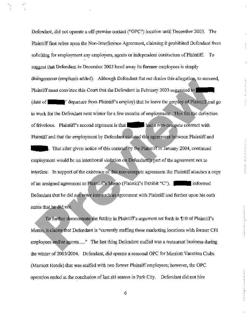 Preview A05 Defendant's Memorandum in Opposition to Plaintiff's Application for Temporary Restraining Order and Preliminary Injunction