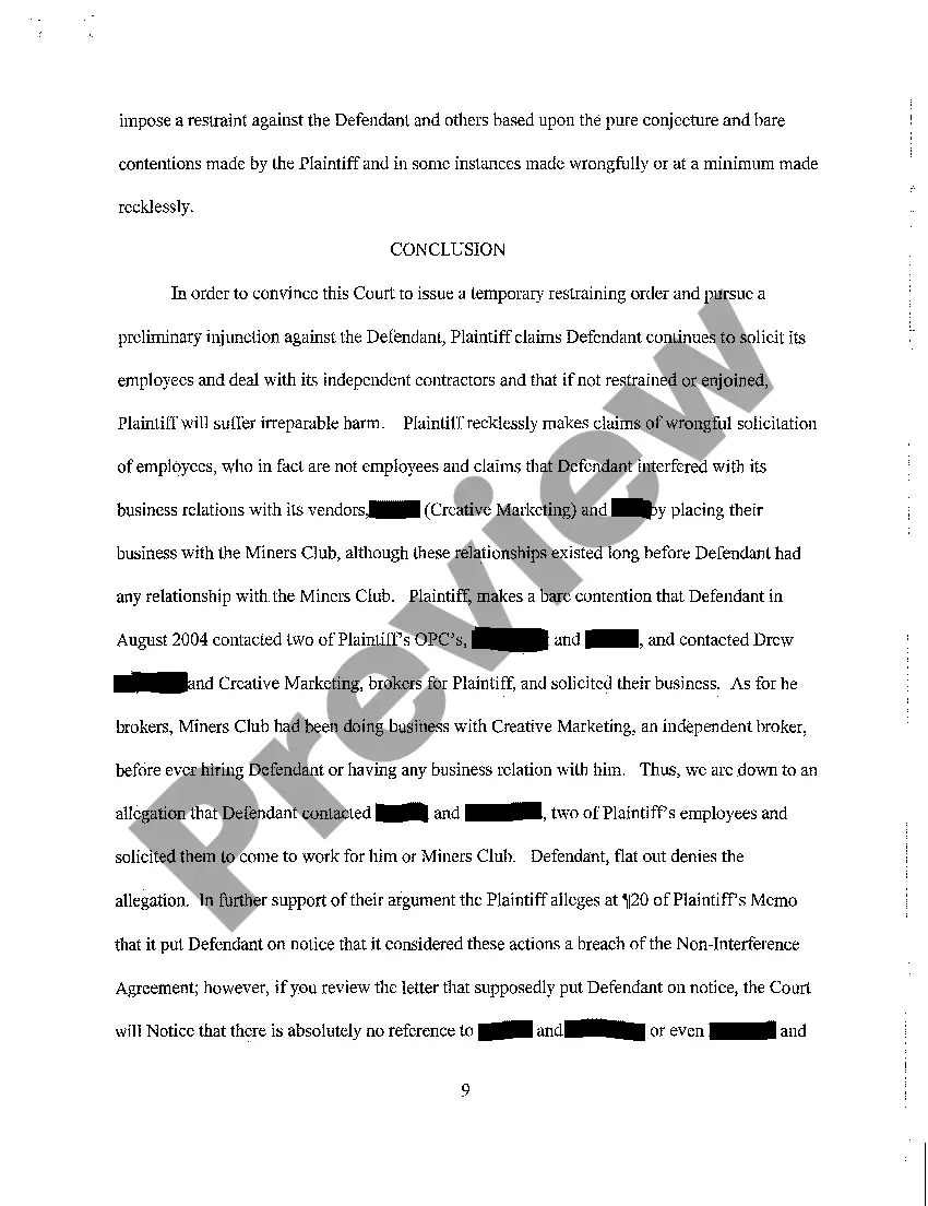 Preview A05 Defendant's Memorandum in Opposition to Plaintiff's Application for Temporary Restraining Order and Preliminary Injunction