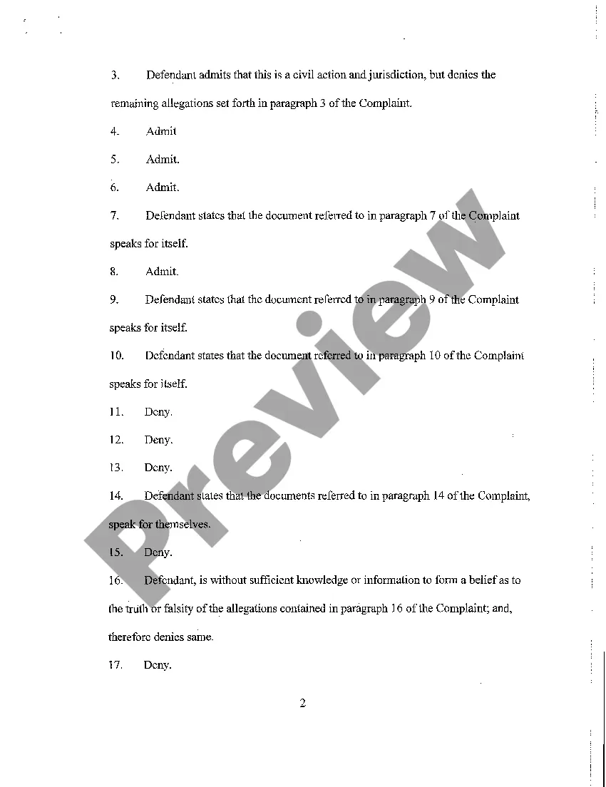 Get A02 Answer to Complaint regarding Noncompete Agreement Preview A02 Answer to Complaint regarding Noncompete Agreement